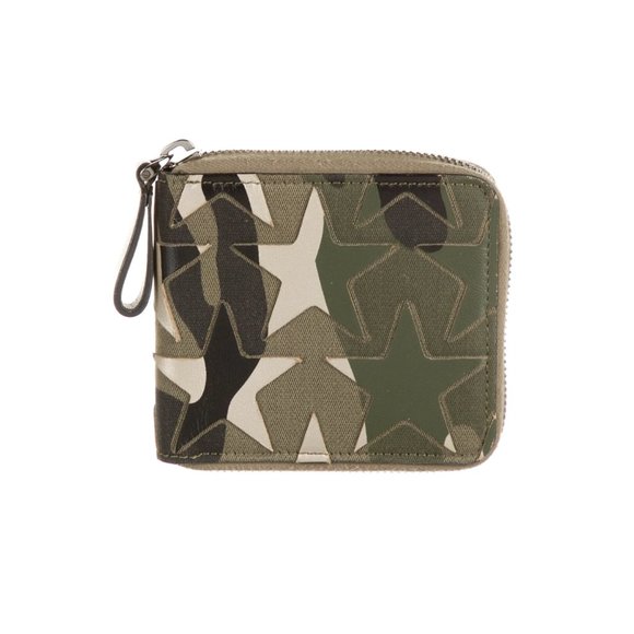 Valentino Leather Stars Embossed Camo Zip Wallet w/ coin pouch - Picture 4 of 4